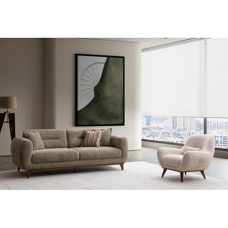 Sitzgruppe/Sofa Set - Wohnzimmergarnitur "Banksia" 3+3+1-Beige – Bild 2