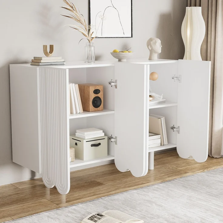 ZUBALIYA Sideboard 120x37,5x80,8 cm, aus MDF, Weiß – Bild 9