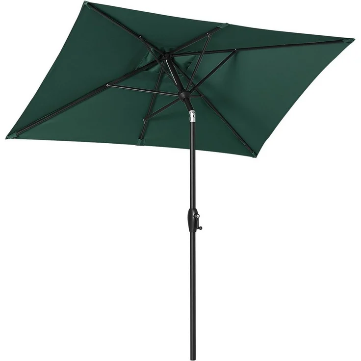 Sekey Sonnenschirm mit Kurbel und UV50+, knickbar, Aluminium grün, 210 × 140 cm – Bild 1