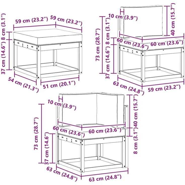 vidaXL Outdoor-Sofagarnitur mit Kissen 6 pcs Natur und Anthrazit 3366625 – Bild 10