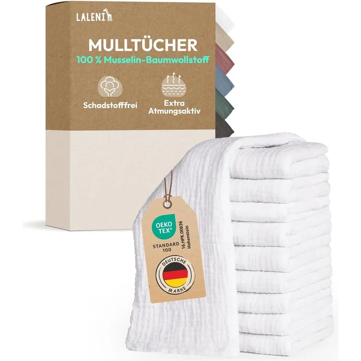 Laleni Spucktuch Oeko Tex Zertifizierte Mulltücher - im 20 und 30er Set, (30-tlg), saugstark und aus Reiner Baumwolle