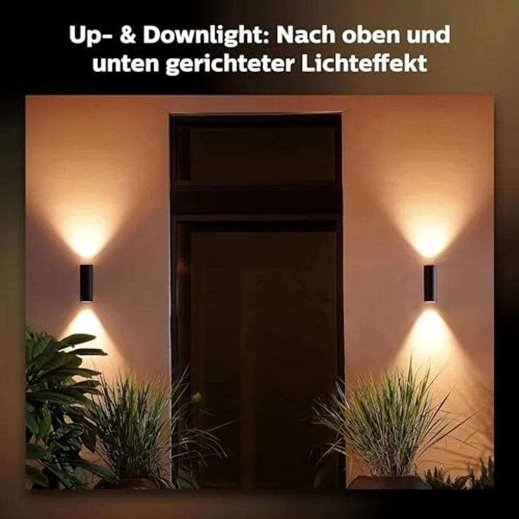 Philips Hue White & Color Ambiance Appear Outdoor Wandleuchte (1.180 lm), Doppelpack, dimmbare Wandlampe mit 16 Mio. Farben, smarte Lichtsteuerung über Sprache oder App, schwarz – Bild 4