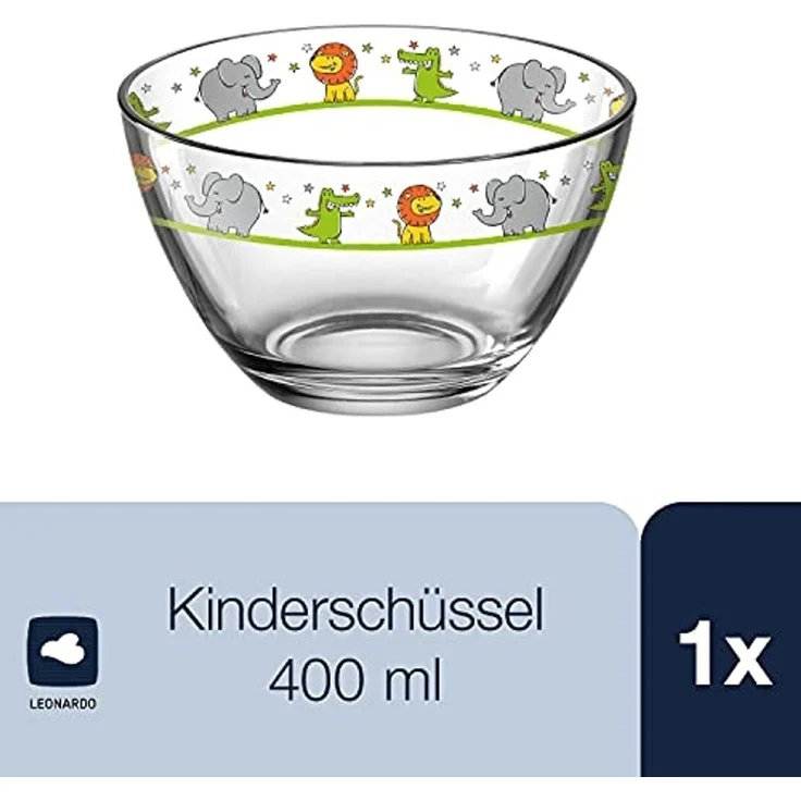 Leonardo Bambini Schale 12cm Glas Löwe/Elefant/Krokodil – Bild 2