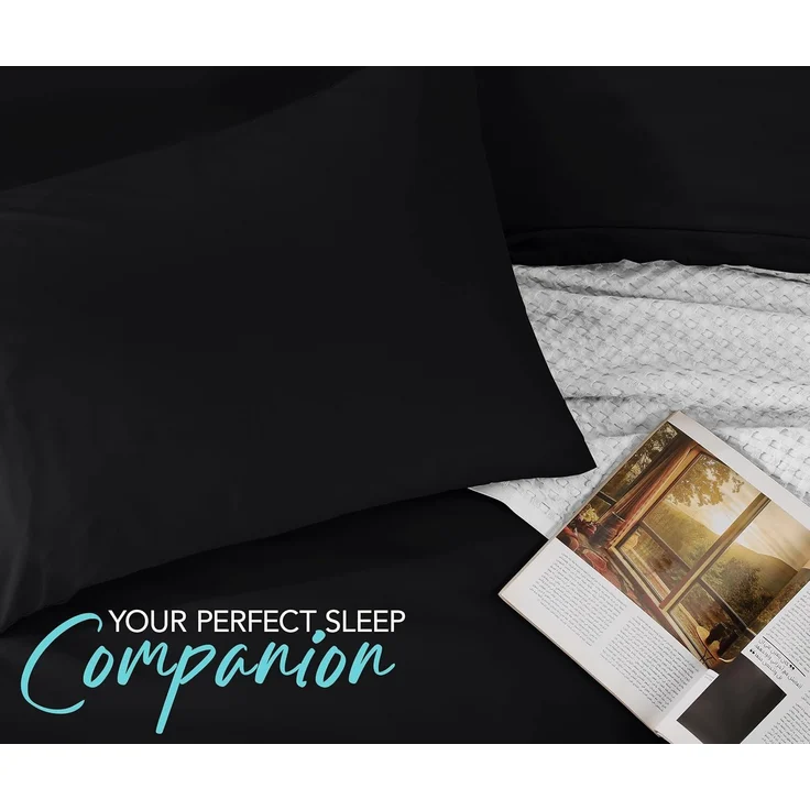 Utopia Bedding Bettbezug-Set mit Kissenbezügen – 3-teiliges Bettbezug-Set mit Reißverschluss – 1 Bettbezug mit 2 Kissenbezügen – Weiches, gebürstetes Mikrofaser (Queen, Schwarz) – Bild 7