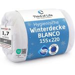 Bettdecke 155x220 BLANCO | Flauschige Schlaf-Decke mit Feuchtigkeitsmanagement & hoher Atmungsaktivität | Optimale Hygiene für Allergiker | Perfekte 4-Jahreszeiten Decke | Ganzjahresdecke 155x220
