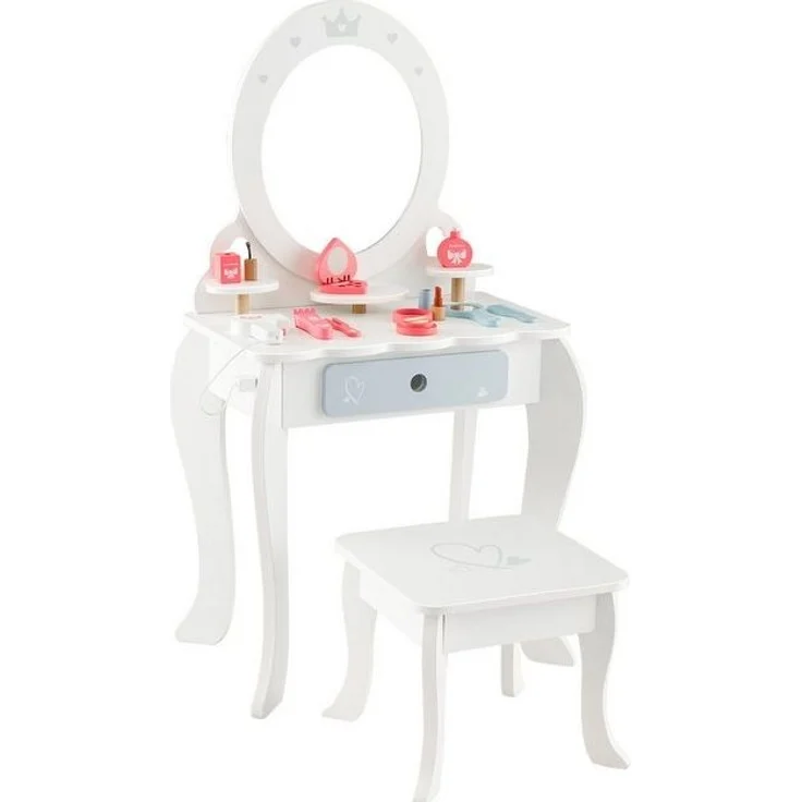 COSTWAY Schminktisch 2 in 1 Frisiertisch, mit Hocker &Spiegel – Bild 4