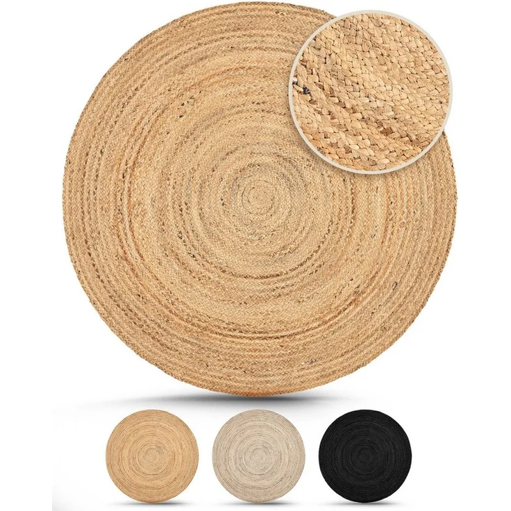 carpetfine Teppich Nele Juteteppich Naturfaser, rund, Höhe: 6 mm, geflochtener Wendeteppich aus 100% Jute, quadratisch und als Läufer – Bild 1