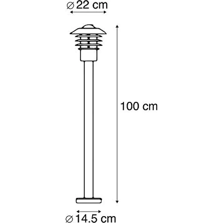 Qazqa Prato Modern Außen Pollerleuchte, Wegeleuchte Schwarz, max. 60W, IP44, dimmbar für LED, 100cm, Edelstahl – Bild 5