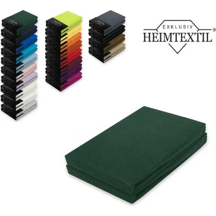 Doppelpack Jersey Spannbettlaken Premium Dunkelgrün 60 x 120 - 70 x 140 cm