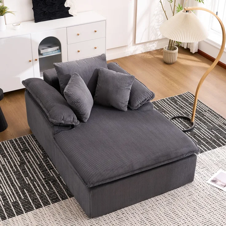 A 48-inch high reclining sofa, designed in an indoor style, with a frameless design. A more comfortable reading reclining sofa, equipped with wide armrests, no need for installation.