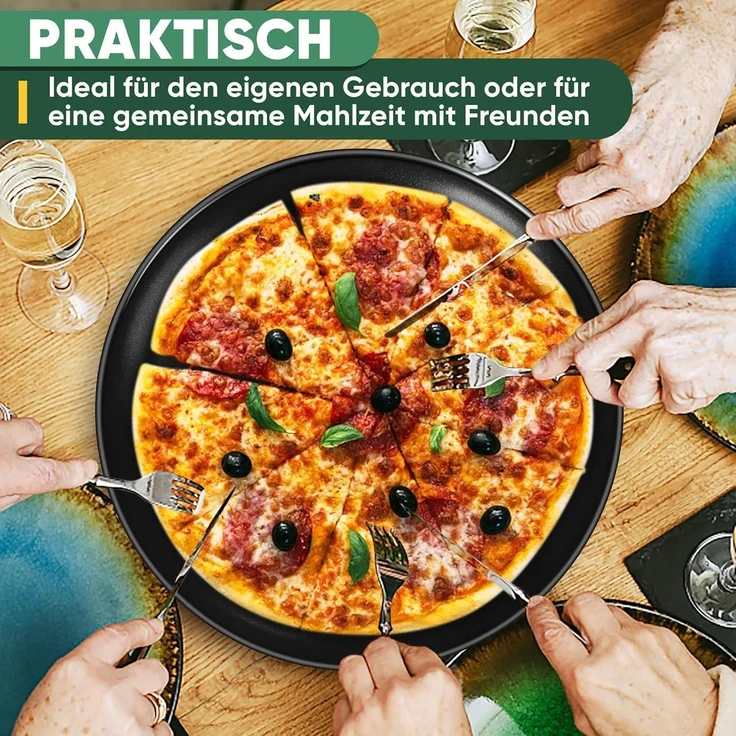 Joyfair Pizzablech Edelstahl Rund 30cm 2er Set Antihaftbeschichtung – Bild 7