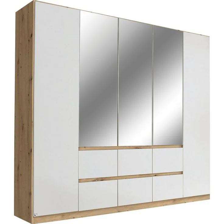 rauch Drehtürenschrank Kleiderschrank Schrank mit Spiegel Garderobe Garderobenschrank MAINZ grifflose Front mit Spiegel, Außentüren mit Push-to-Open Funktion