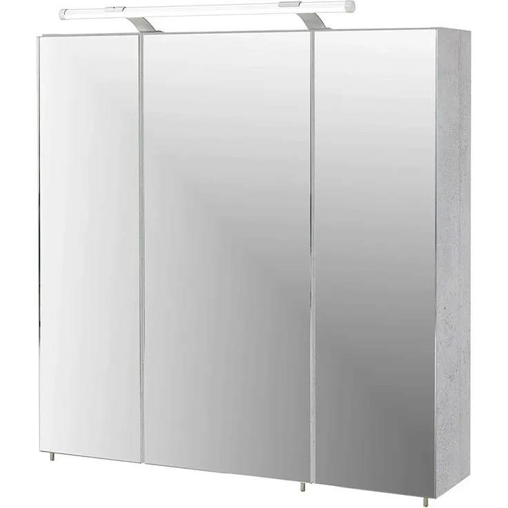 Spiegelschrank Hängespiegel Badspiegel 3 türig inkl. Beleuchtung LABIN steingrau grau
