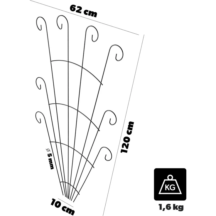 KADAX Metall Rankgitter 62 x 120 cm, 1 Stück, Rankhilfe für Kletterpflanzen wie Rosen & Clematis, Pflanzen Spalier für Garten, Balkon & Terrasse, Pflanzengitter aus Stahl – Bild 3