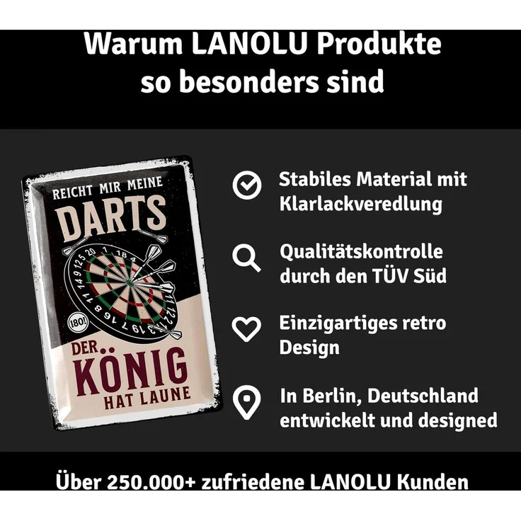 LANOLU Blechschild Der Dart König - 20x30cm – Metall – Mehrfarbig – 20174 – Bild 4
