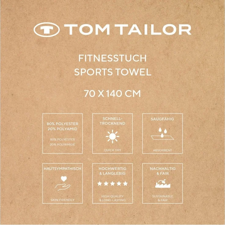 TOM TAILOR Sporthandtuch Mikrofaser Fitnesstuch, 70x140 cm – Bild 3