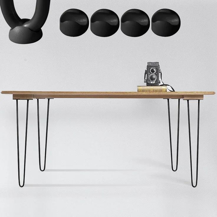 Tischbeine 4x Hairpin 36 cm Haarnadelbeine Schwarz Gestell Möbelfüße Tischkufen