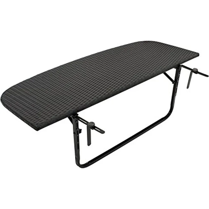 Balkonhängetisch 120x40 cm, Metall + Polyrattan schwarz