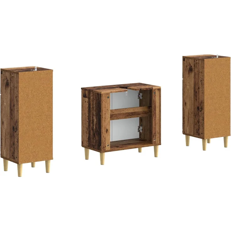vidaXL 3-teiliges Badezimmer-Schranksystem ARNHEM 3 stk. Altholz 3418015 – Bild 5