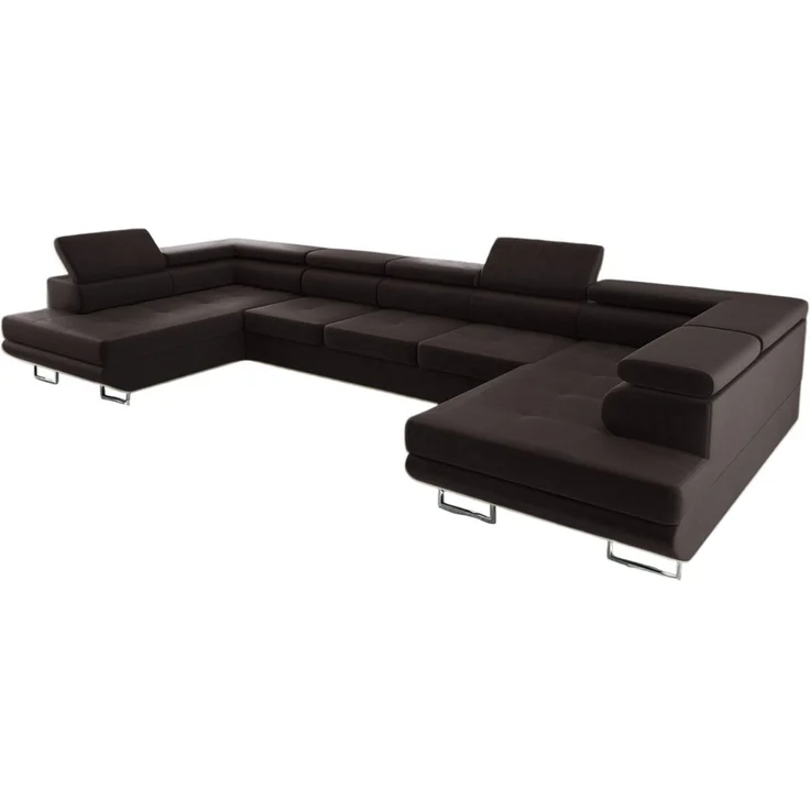 thematys Ecksofa Aston U 403 x 203 cm, mit Schlaffunktion, mit Bettkasten, mit verstellbaren Kopfstützen, Braun (Monolith 29), Ausrichtung 390 cm|350 cm – Bild 2