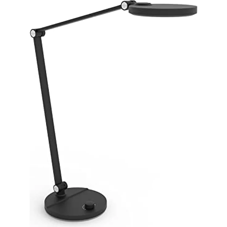 FeinTech LTL00121 LED Schreibtischlampe, dimmbar mit Drehknopf, schwarz, Lichtfarbe einstellbar von 3000K bis 6500K, 540 lm, flexibler Arm – Bild 1