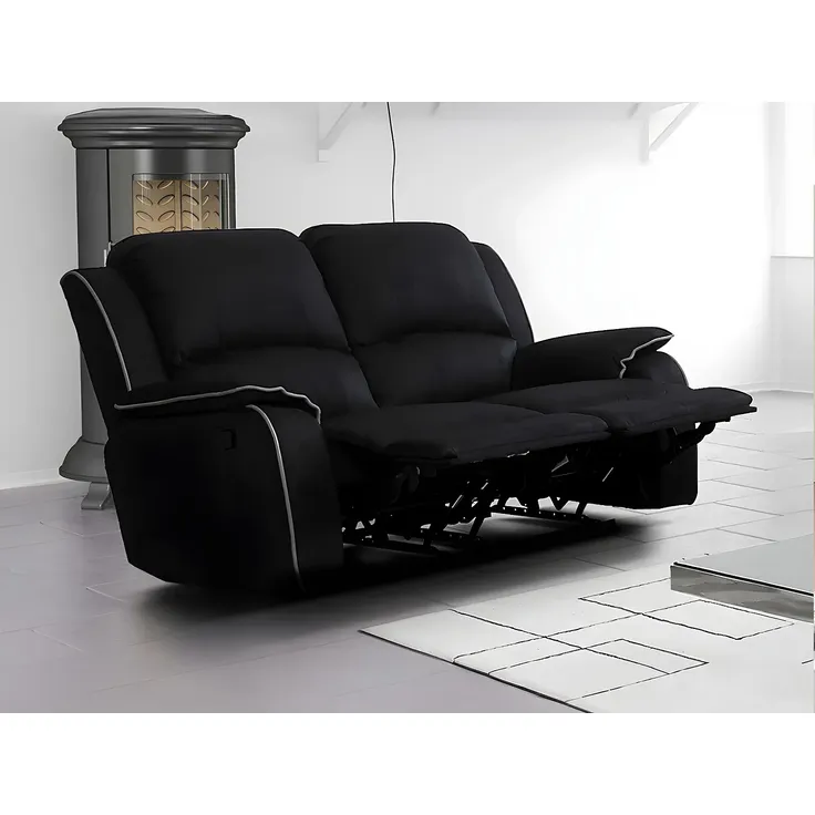 Relaxsofa Microfaser 2-Sitzer HERNANI - Schwarz