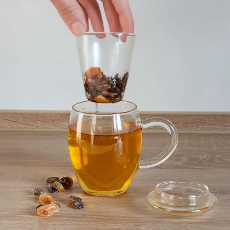 Creano Teeglas All in one, mit Glassieb & Henkel, Borosilikatglas, 3-teilig – Bild 9