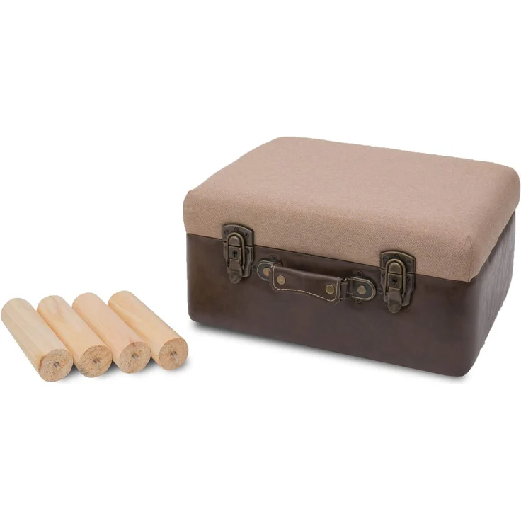 HMF Stauraumhocker handgefertigter Hocker aus Holz, dekoratives Wohnaccessoire, Vintage Sitzhocker mit Stauraum 40 x 32 x 39 cm, Braun, Klassik – Bild 8