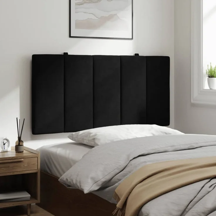 vidaXL Kopfteil-Kissen Schwarz 100 cm Samt 374657 – Bild 7