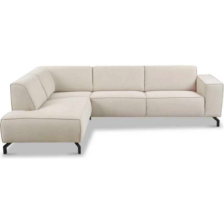 Places of Style Ecksofa Lorcan, Breite 275 cm, weiches Sitzgefühl, mit schwarzen Metallfüßen, Lederoptik und in weichem Strukturstoff – Bild 4