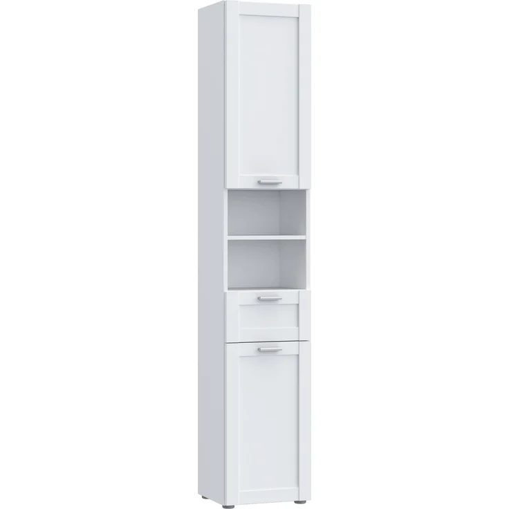Seitenschrank >LOKKO< 2 Türen, 1 Schub, 2 Fächer, Weiss - 35,2x190,5x31,3cm (BxHxT) – Bild 3
