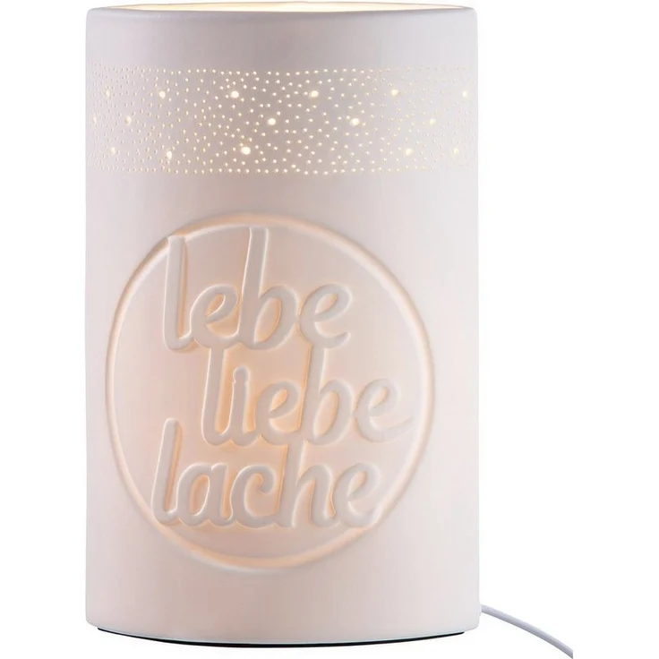GILDE Tischleuchte GILDE Lampe lebe liebe lache - weiß - H. 28,5cm x B. 18cm – Bild 5