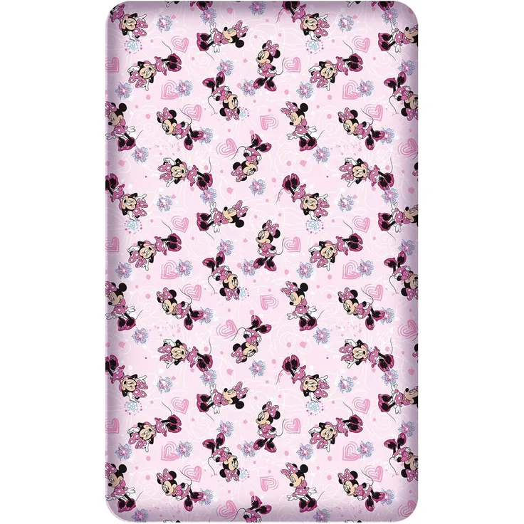 BERONAGE Spannbettlaken Minnie Mouse Spannbettlaken Flower Pink Rosa 90/100 x 190/200 cm, 100% Baumwolle, Gummizug: ja, (1 Stück), Disney