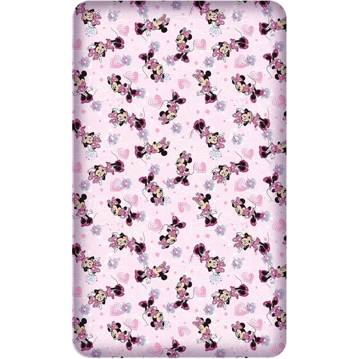 BERONAGE Spannbettlaken Minnie Mouse Spannbettlaken Flower Pink Rosa 90/100 x 190/200 cm, 100% Baumwolle, Gummizug: ja, (1 Stück), Disney – Bild 1