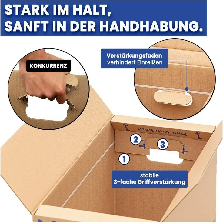 KK Verpackungen Aufbewahrungsbox (Spar-Set, 10 St, 10er-Set), Movebox 2-welliger Umzugskarton Umzugskiste 40kg Braun – Bild 2