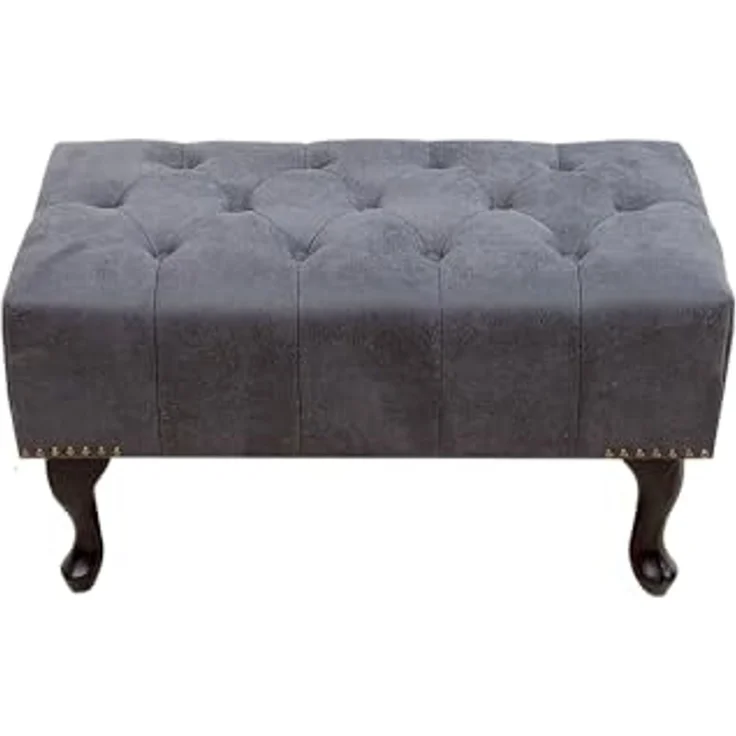 riess-ambiente Fußhocker CHESTERFIELD 80cm antik grau, mit Massivholzbeinen – Bild 7