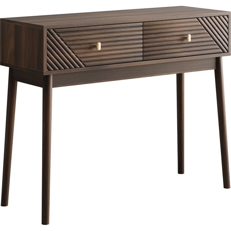 Schreibtisch mit 2 Schubladen und Ablagefläche, 100x35x80 cm, Walnussfarben – Bild 5
