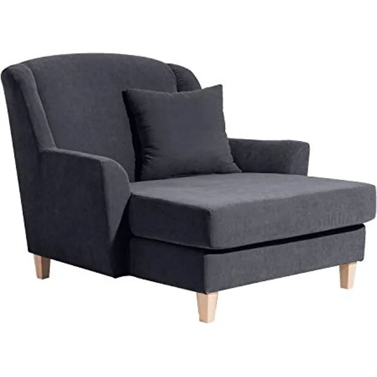 Judith Big Sessel Veloursstoff Anthrazit Buche Natur 1 Zierkissen