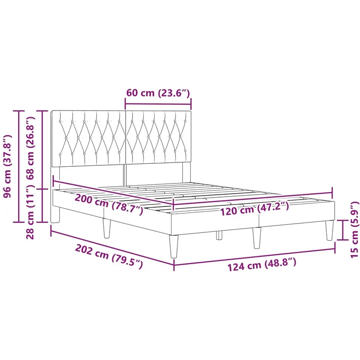 vidaXL Bettrahmen mit Kopfteil Dunkelgrün 120 x 200 cm Samt 42027657 – Bild 9