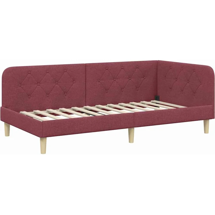 vidaXL Eckbettgestell Weinrot 90 x 190 cm Stoff 3394112 – Bild 5