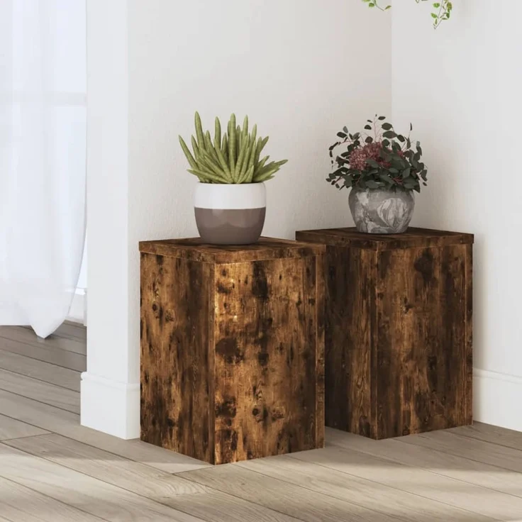 vidaXL Pflanzenständer 2 Stk. Räuchereiche 20x20x30 cm Holzwerkstoff 852901 – Bild 1