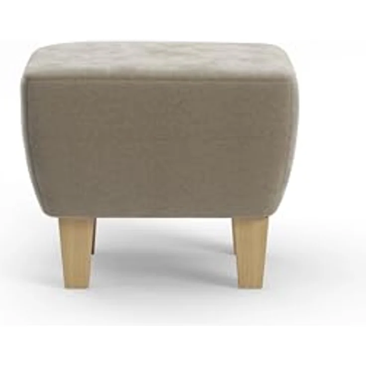 Cavadore Hocker Vida / Polsterhocker mit massiven Holzfüßen in Buche / 52 x 46 x 52 / Mikrofaser, Perlbeige – Bild 5
