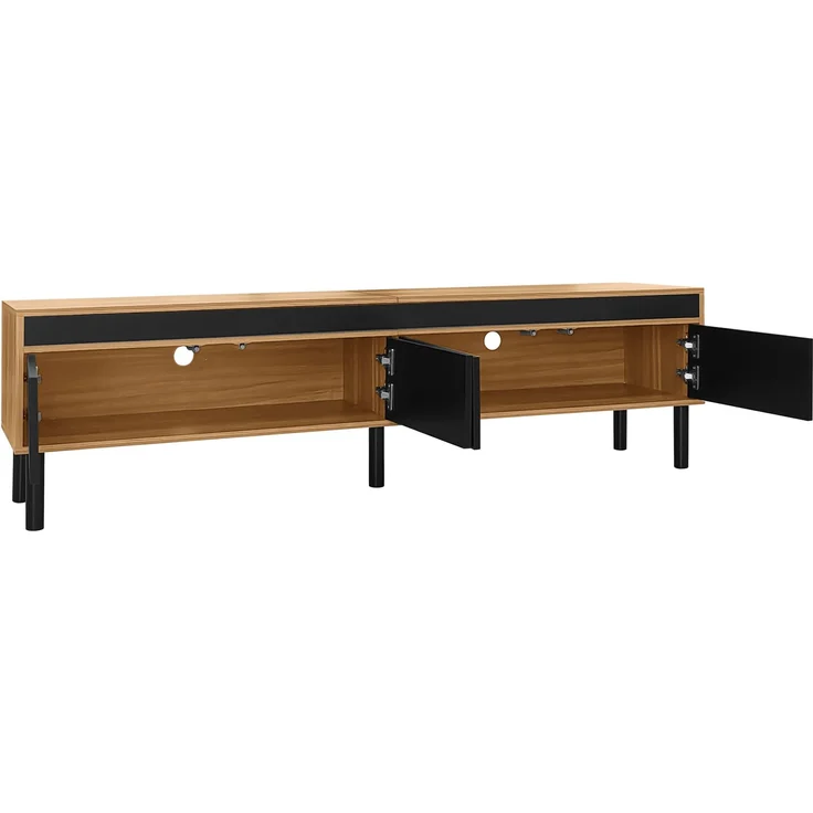 Abrihome TV Schrank mit 4 Türen, Schwarz, 47x38x170 cm – Bild 4