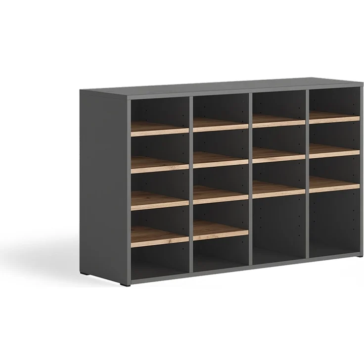 Schuhschrank Lysander Anthrazit/Goldkraft Eiche 104.2 x 65.5 cm mit 18 offenen Fächern Vicco – Bild 1