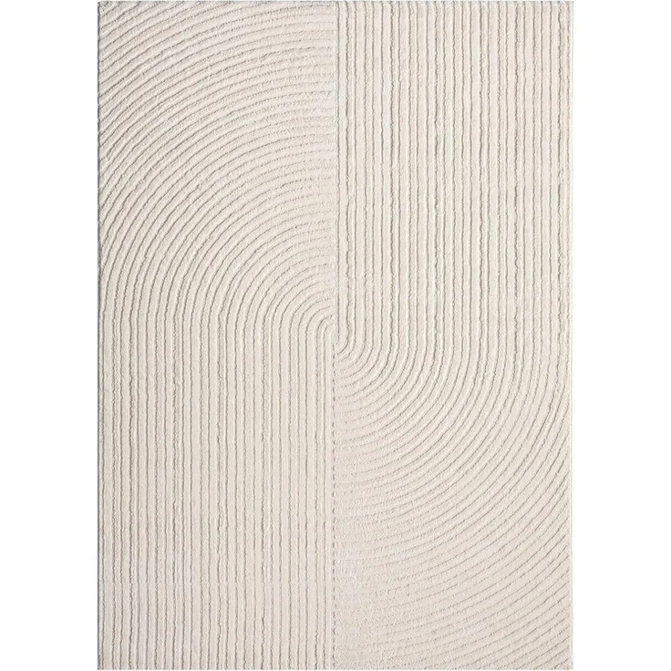 Vimoda Teppich Teppich Wohnzimmer Boho Design dünn kurzflur teppich, Rechteckig, Höhe: 6 mm, Hoch Tief Effekt 3D Teppich, in Creme, Grau &Taupe Läufer Schlafzimmer – Bild 3