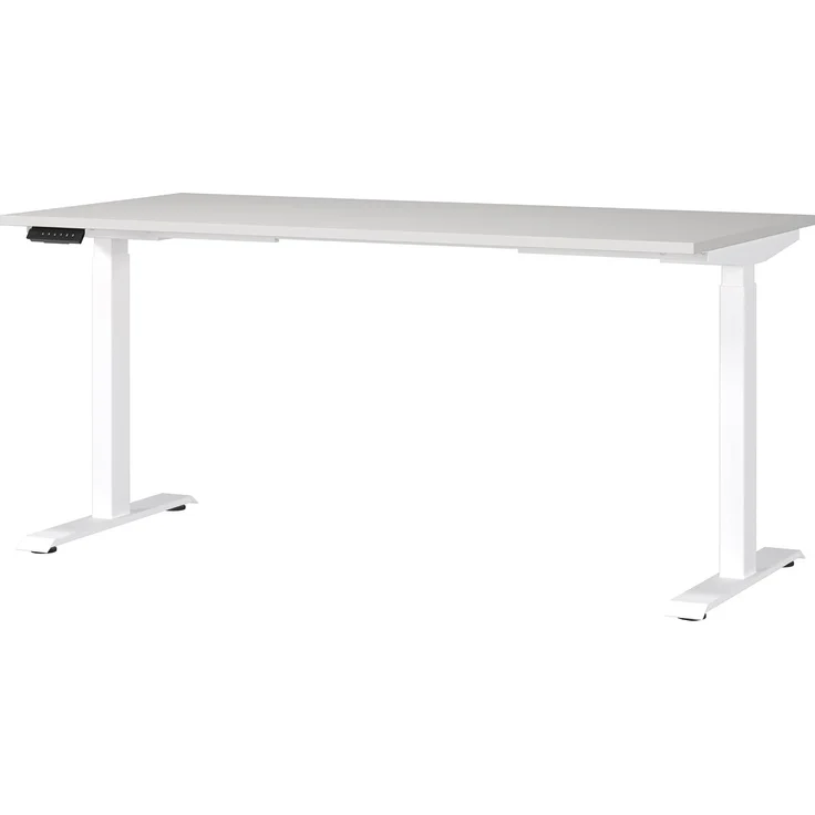 Germania Schreibtisch 7908-642, in Lichtgrau/Weiß, EL. höhenverstellb, 160 x 120 x 80 cm (BxHxT) – Bild 1