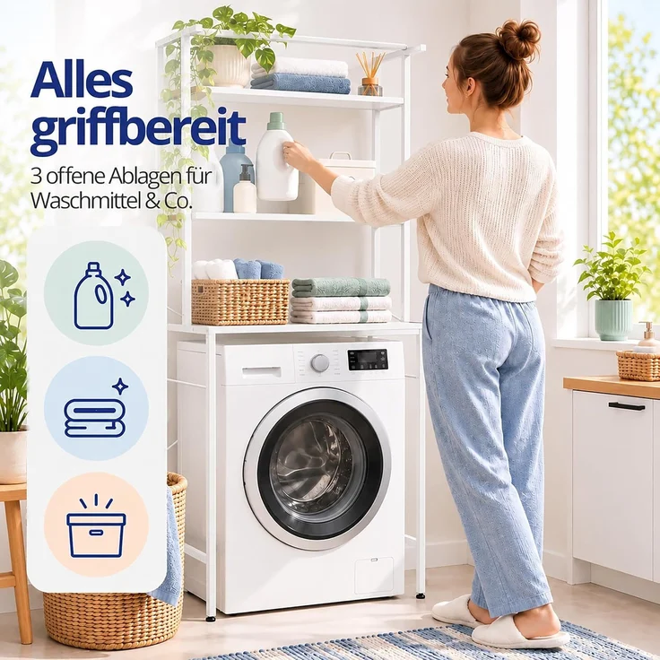 Relaxdays Waschmaschinenregal 3 Ablagen – Bild 5