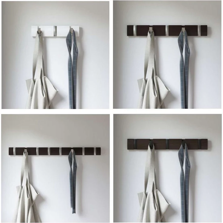 Umbra Flip Garderobenhaken, 5 Haken, Garderoben Haken, Kleiderhaken, Holz, Schwarz / Walnuß, 51 cm, 318850-048 – Bild 7