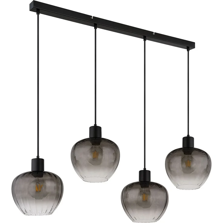 Pendelleuchte, schwarz, Glas rauchfarben, H 120 cm – Bild 9