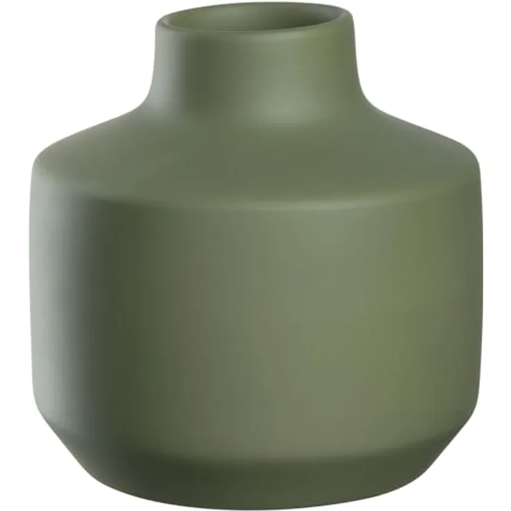 LEONARDO HOME Milano Keramikvase, elegante grüne Dekovase für Blumen-Bouquets, Höhe 18,5 cm